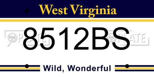 8512BS West Virginia License Plate