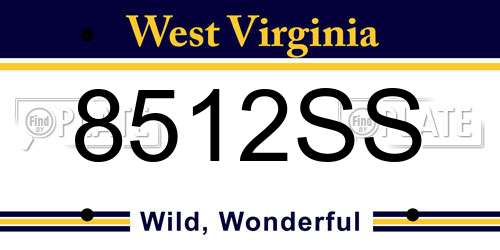 8512SS West Virginia License Plate