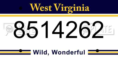 8514262 West Virginia License Plate