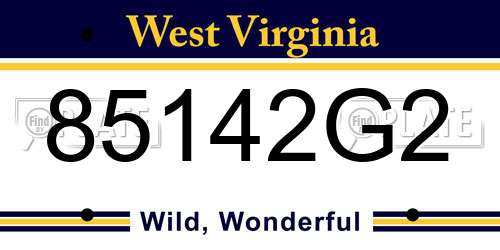 85142G2 West Virginia License Plate