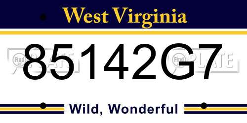 85142G7 West Virginia License Plate