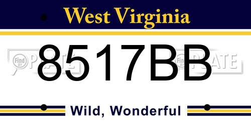8517BB West Virginia License Plate