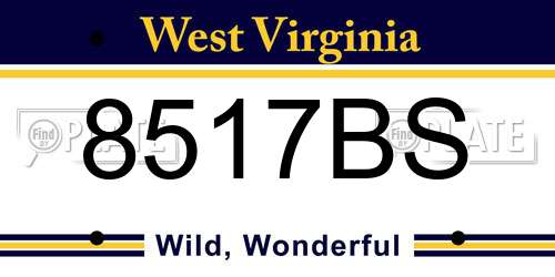 8517BS West Virginia License Plate