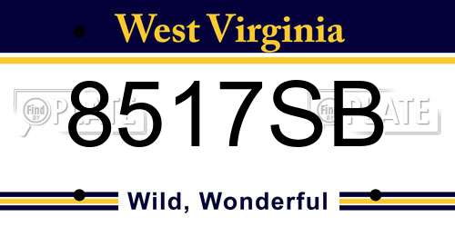 8517SB West Virginia License Plate