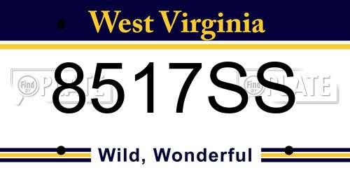 8517SS West Virginia License Plate