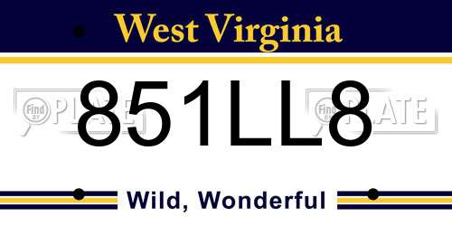 851LL8 West Virginia License Plate