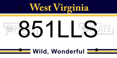 851LLS West Virginia License Plate