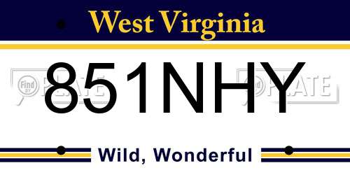 851NHY West Virginia License Plate