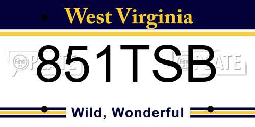 851TSB West Virginia License Plate
