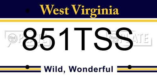 851TSS West Virginia License Plate