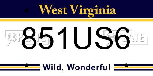 851US6 West Virginia License Plate