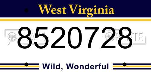 8520728 West Virginia License Plate