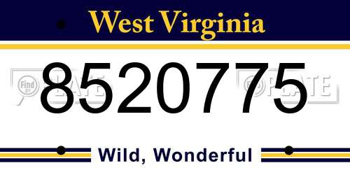 8520775 West Virginia License Plate
