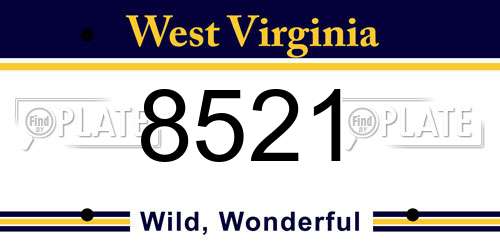8521 West Virginia License Plate