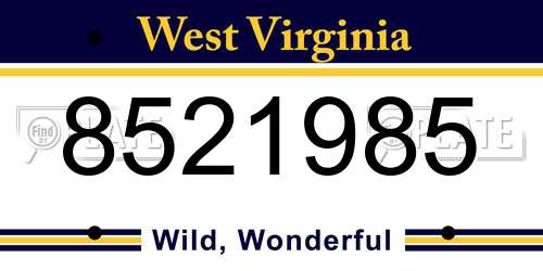 8521985 West Virginia License Plate
