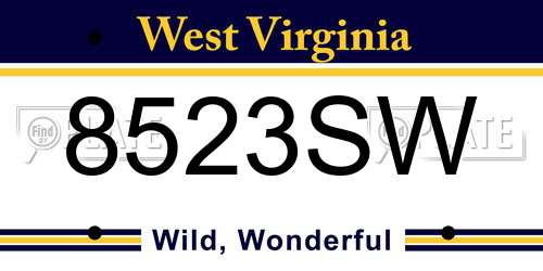 8523SW West Virginia License Plate