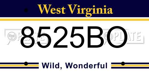 8525BO West Virginia License Plate
