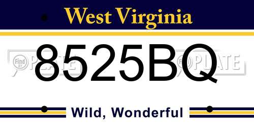 8525BQ West Virginia License Plate