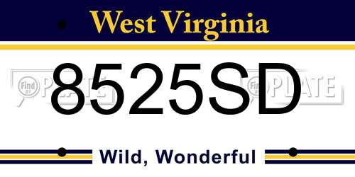 8525SD West Virginia License Plate