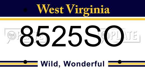 8525SO West Virginia License Plate