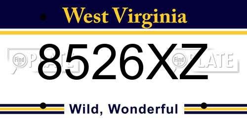 8526XZ West Virginia License Plate