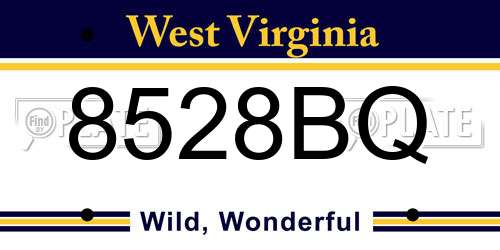 8528BQ West Virginia License Plate