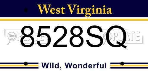 8528SQ West Virginia License Plate