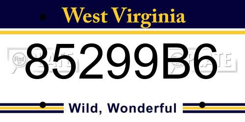 85299B6 West Virginia License Plate