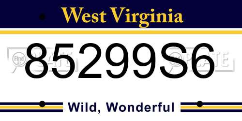 85299S6 West Virginia License Plate