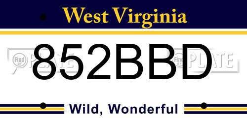 852BBD West Virginia License Plate