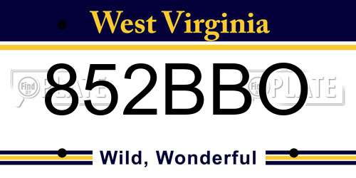 852BBO West Virginia License Plate