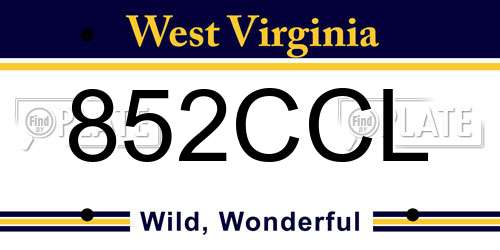852CCL West Virginia License Plate