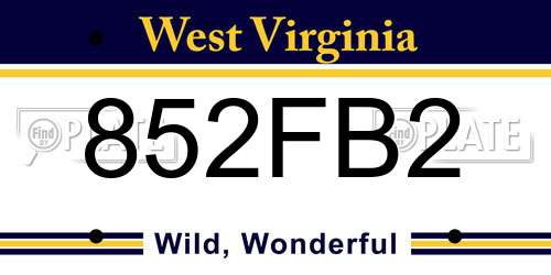 852FB2 West Virginia License Plate