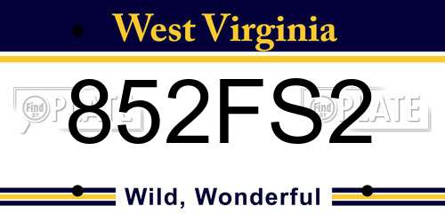 852FS2 West Virginia License Plate