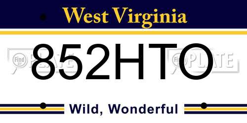 852HTO West Virginia License Plate