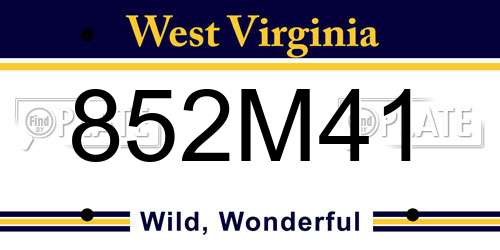 852M41 West Virginia License Plate