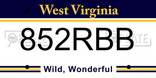 852RBB West Virginia License Plate