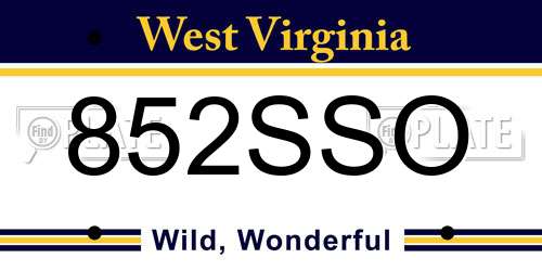 852SSO West Virginia License Plate