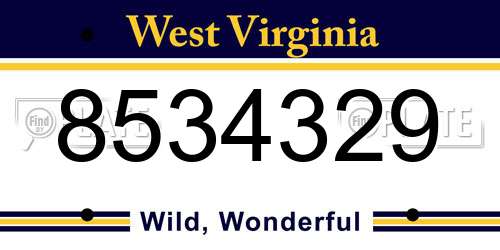 8534329 West Virginia License Plate