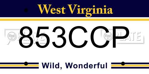 853CCP West Virginia License Plate