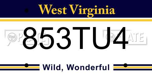 853TU4 West Virginia License Plate