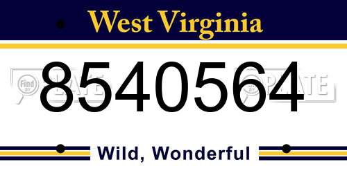 8540564 West Virginia License Plate