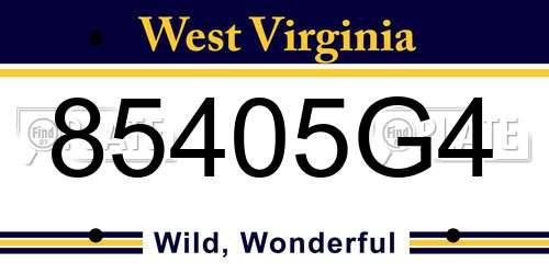 85405G4 West Virginia License Plate