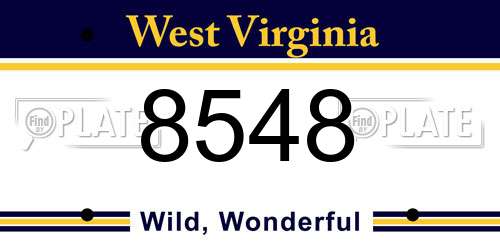 8548 West Virginia License Plate
