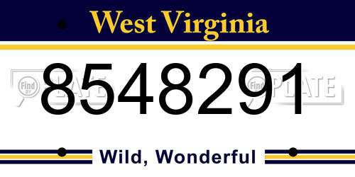 8548291 West Virginia License Plate
