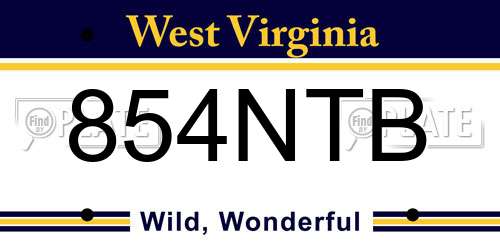 854NTB West Virginia License Plate