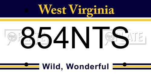 854NTS West Virginia License Plate