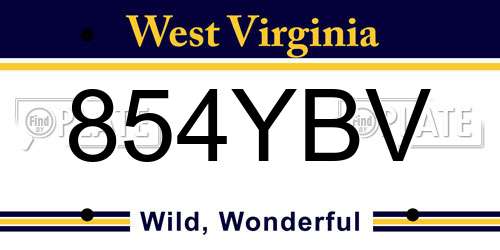854YBV West Virginia License Plate