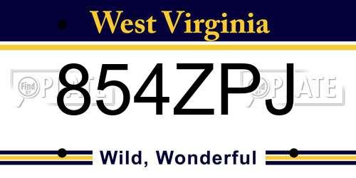 854ZPJ West Virginia License Plate