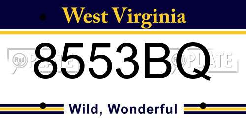 8553BQ West Virginia License Plate